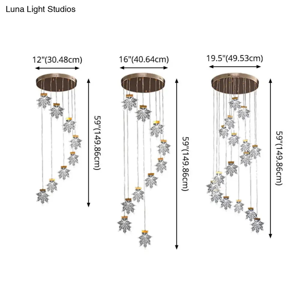 Maple Leaves Pendant LED Suspension Lamp - Simplicity Acrylic Gold Design for Stairs