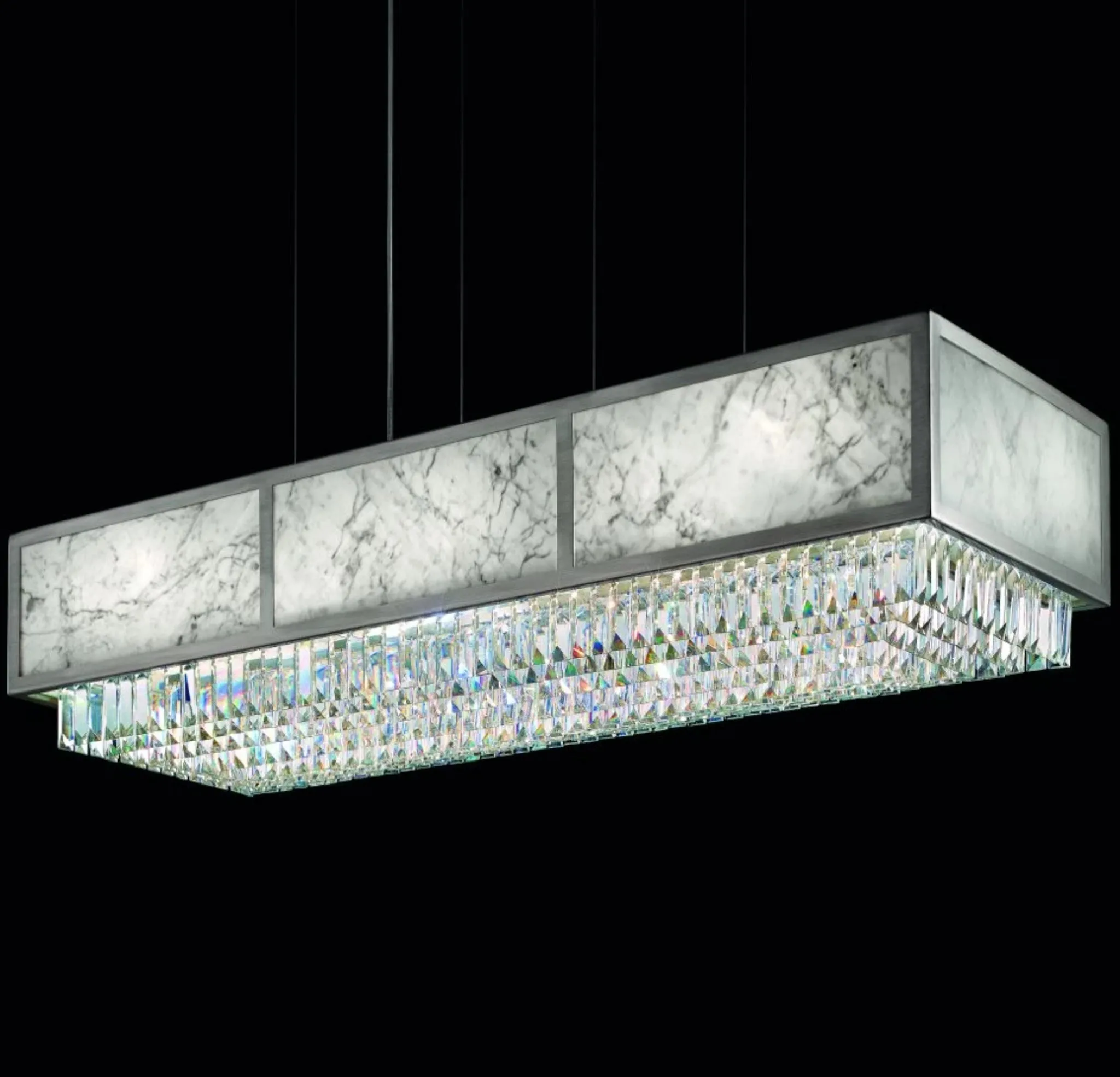 Marble Plated Chandelier With Crystal Pendants