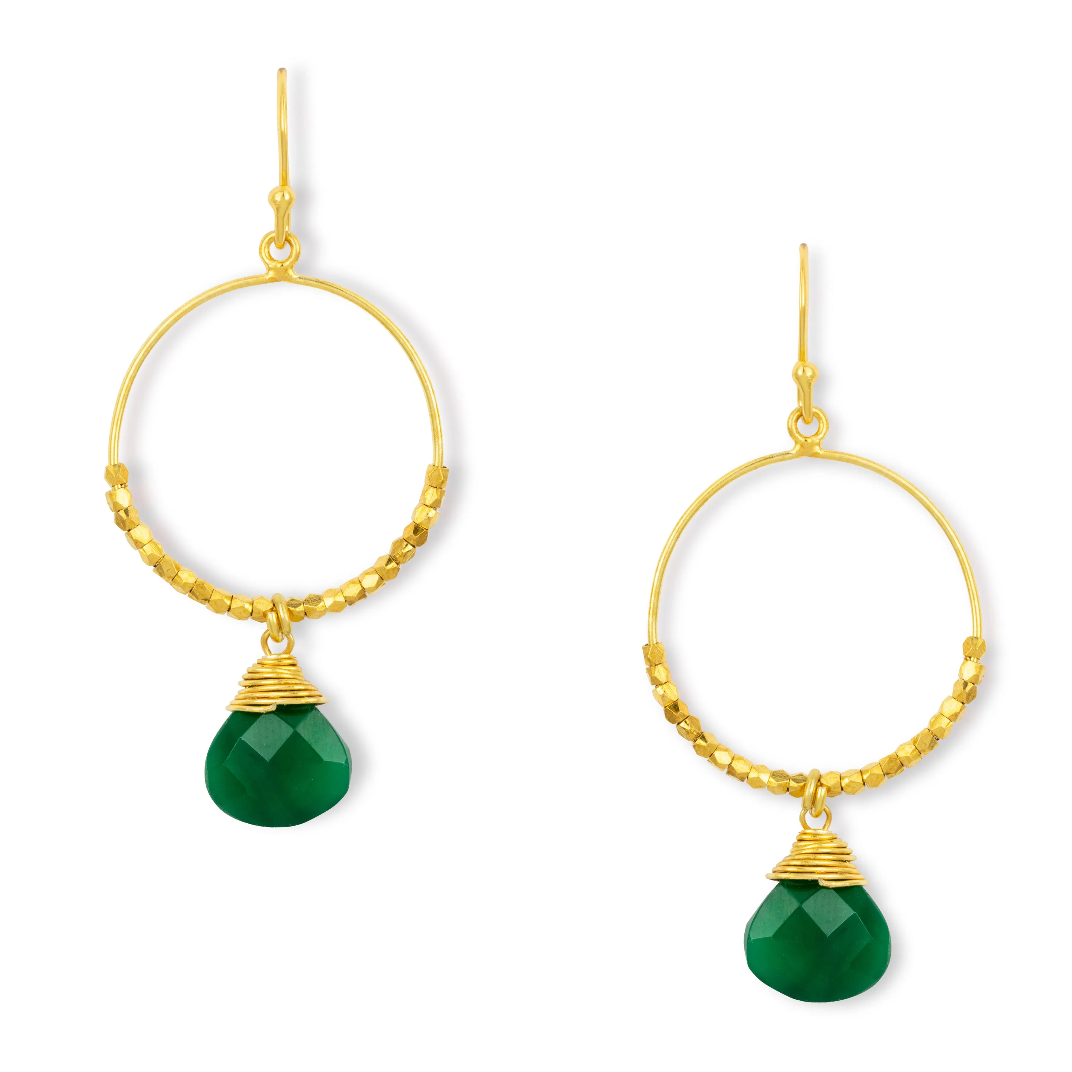 Marie Hoop Earrings Green Onyx