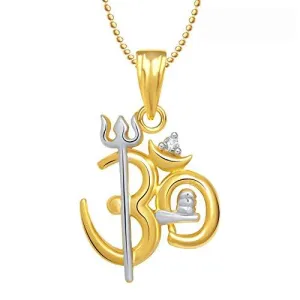 Meenaz Gold Plated Om Pendant Locket With Chain In God Pendants & Lockets In American Diamond Cz Jewellery Gifts For Men Women GP240