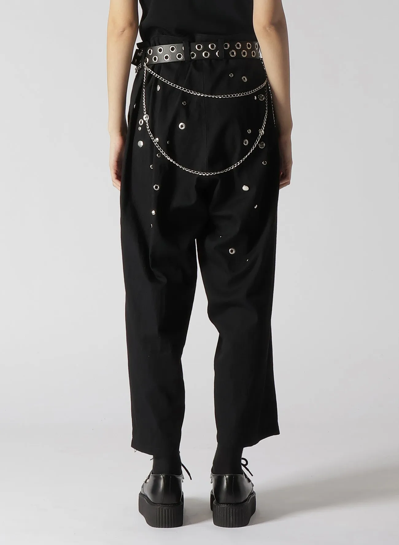 METAL EYELET DENIM PANTS