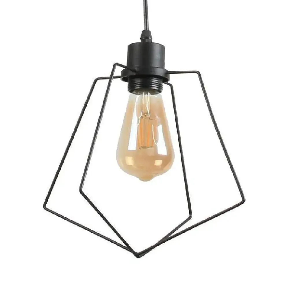 Metal Suspended Light - 1/3-Pack Pentagon Style, Indoor Hanging Lamp in Black/Gold Finish