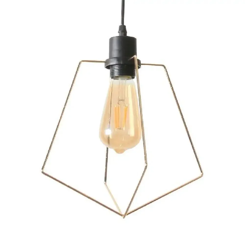 Metal Suspended Light - 1/3-Pack Pentagon Style, Indoor Hanging Lamp in Black/Gold Finish