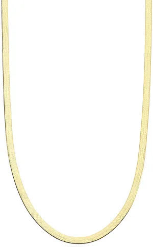 Miabella 18K Gold over Sterling Silver Italian Solid 3.5Mm Flexible Flat Herringbone Chain Necklace for Women Men 16, 18, 20, 22, 24, 26, 30 Inch Made in Italy