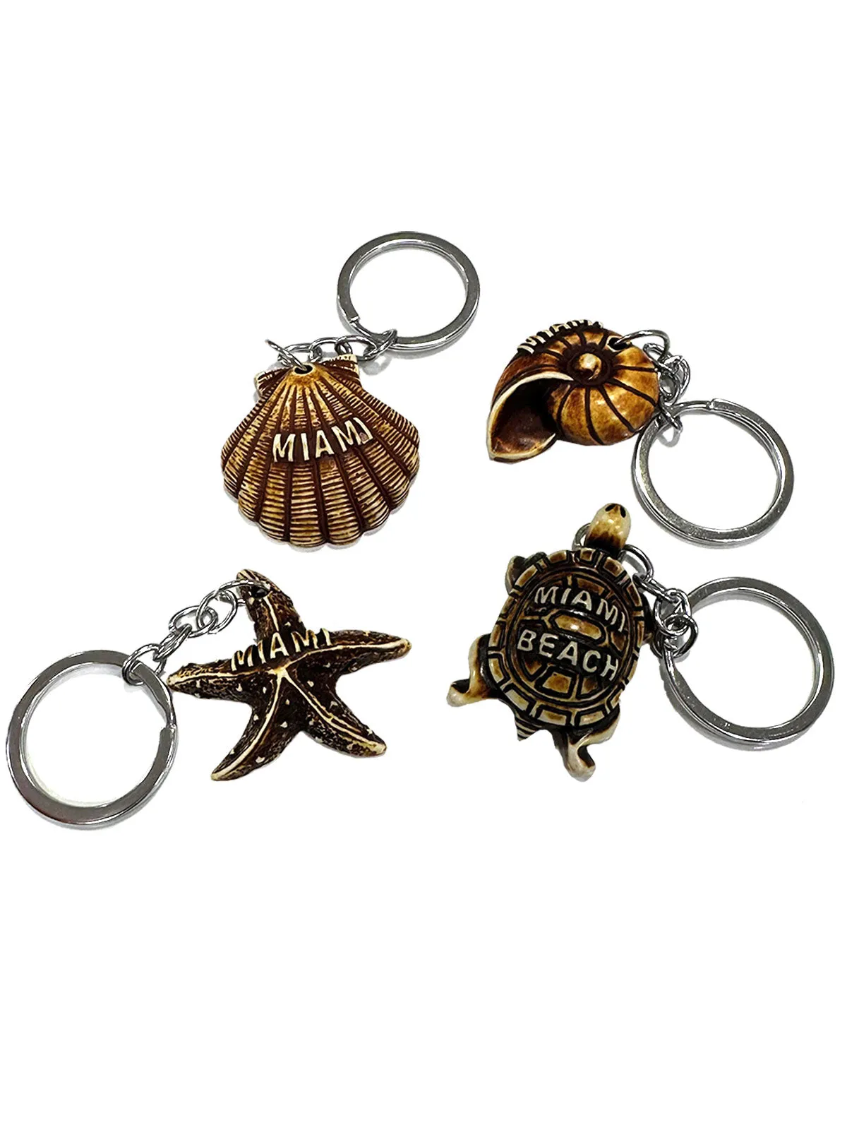 Miami Florida Resin Sea Life Creatures Keychain - Miami Beach Ocean keyring Travel Souvenir Gift, Multicolor (1 Count)