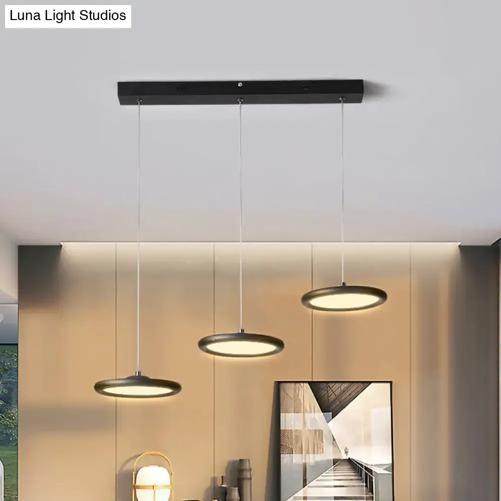 Minimalist Black/White Multi-Light Pendant with 3 Acrylic Disc Lights - Warm/White Light, Ideal for Kitchen Dinette