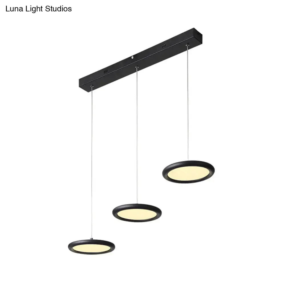 Minimalist Black/White Multi-Light Pendant with 3 Acrylic Disc Lights - Warm/White Light, Ideal for Kitchen Dinette