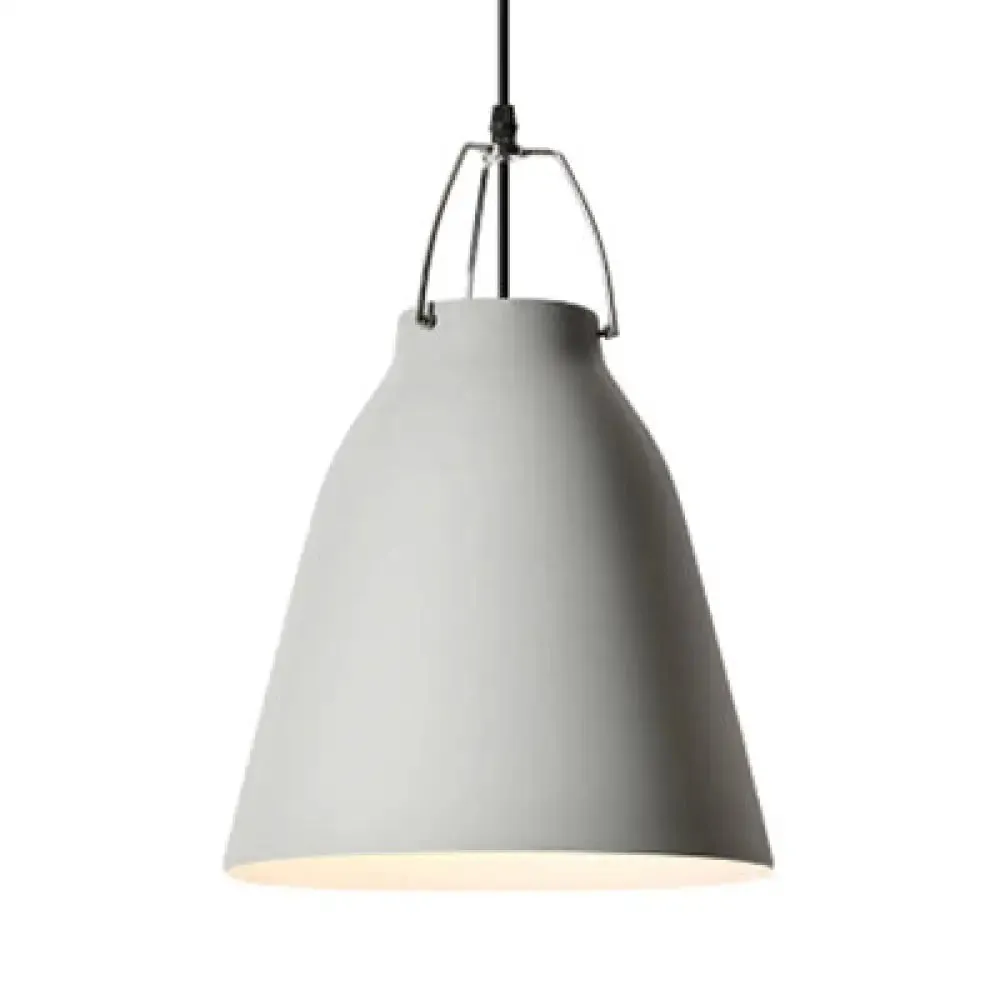 Minimalist Monochrome Pendant Light: Stylish 8/16 Inch Wide Aluminum Hanging Light with Bucket Shade for Kitchen