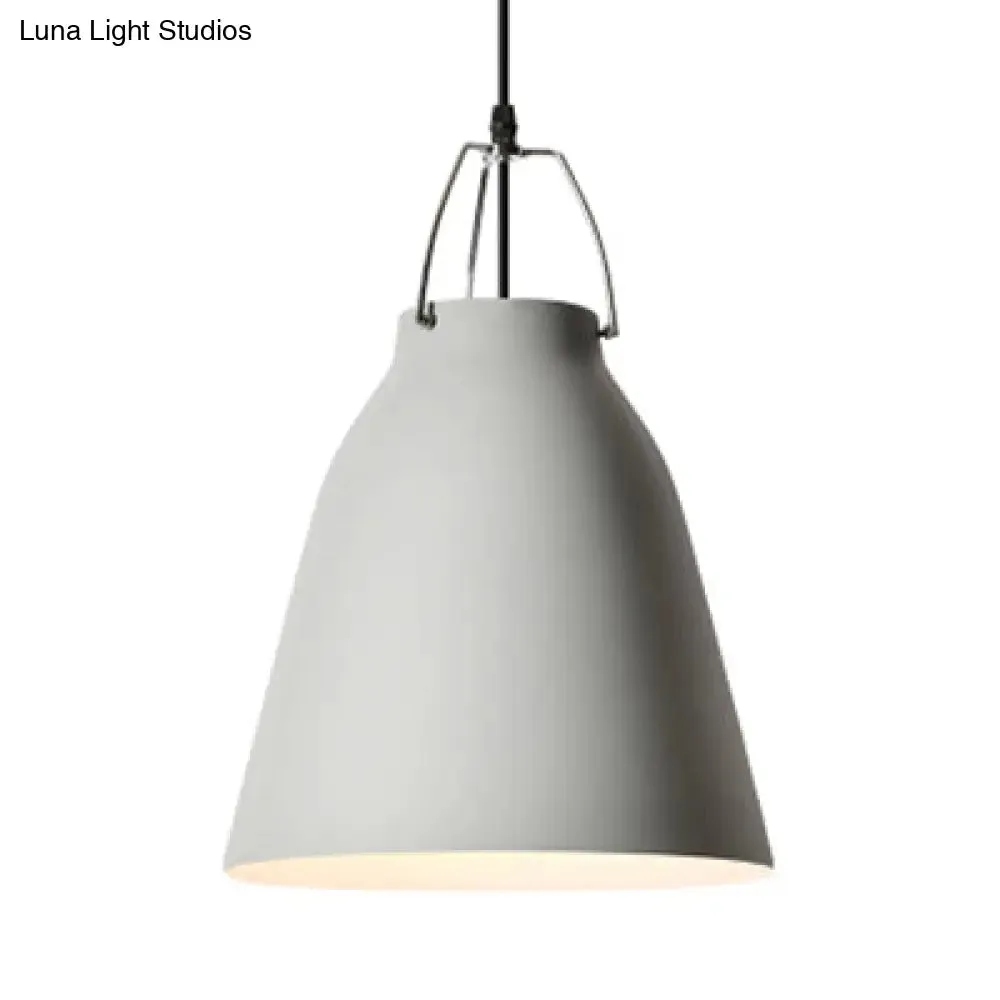 Minimalist Monochrome Pendant Light: Stylish 8/16 Inch Wide Aluminum Hanging Light with Bucket Shade for Kitchen