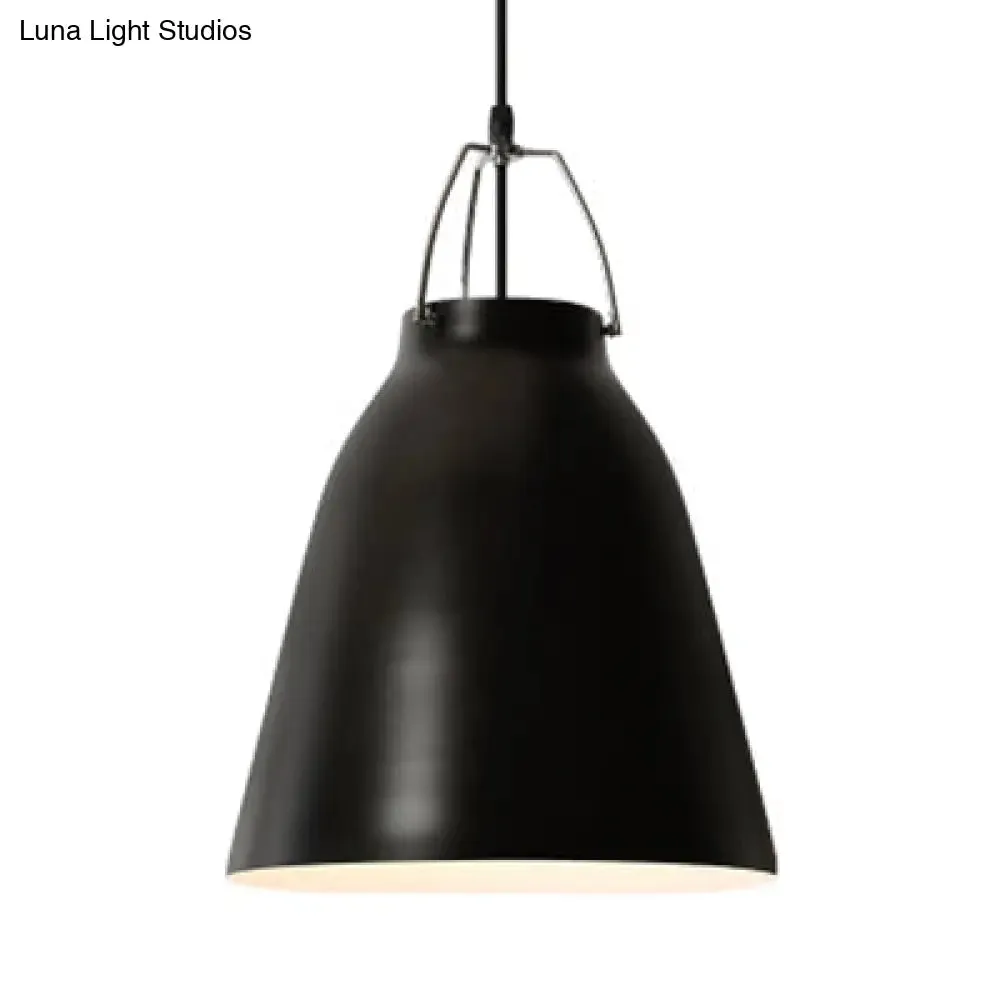 Minimalist Monochrome Pendant Light: Stylish 8/16 Inch Wide Aluminum Hanging Light with Bucket Shade for Kitchen