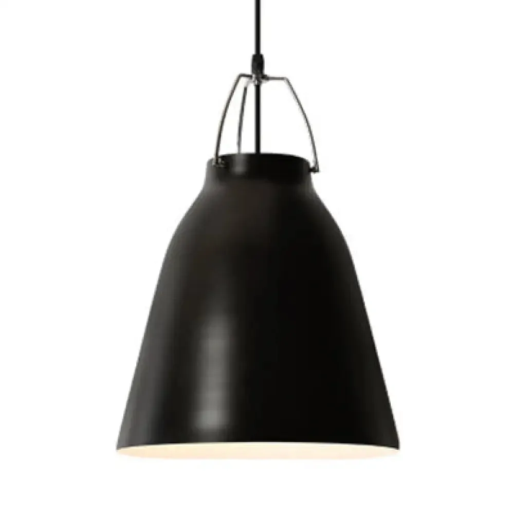 Minimalist Monochrome Pendant Light: Stylish 8/16 Inch Wide Aluminum Hanging Light with Bucket Shade for Kitchen