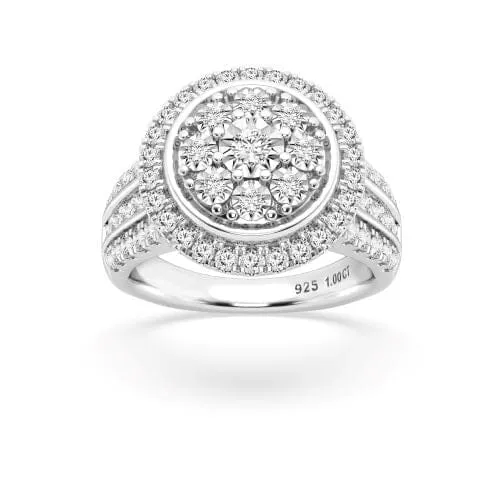 Miracle Surround Halo Ring with 100ct of Diamonds in Sterling Silver