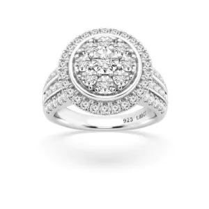 Miracle Surround Halo Ring with 100ct of Diamonds in Sterling Silver