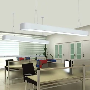 Modern Aluminum Elliptical Suspension Pendant with Integrated LED Ceiling Light - Ideal for Office