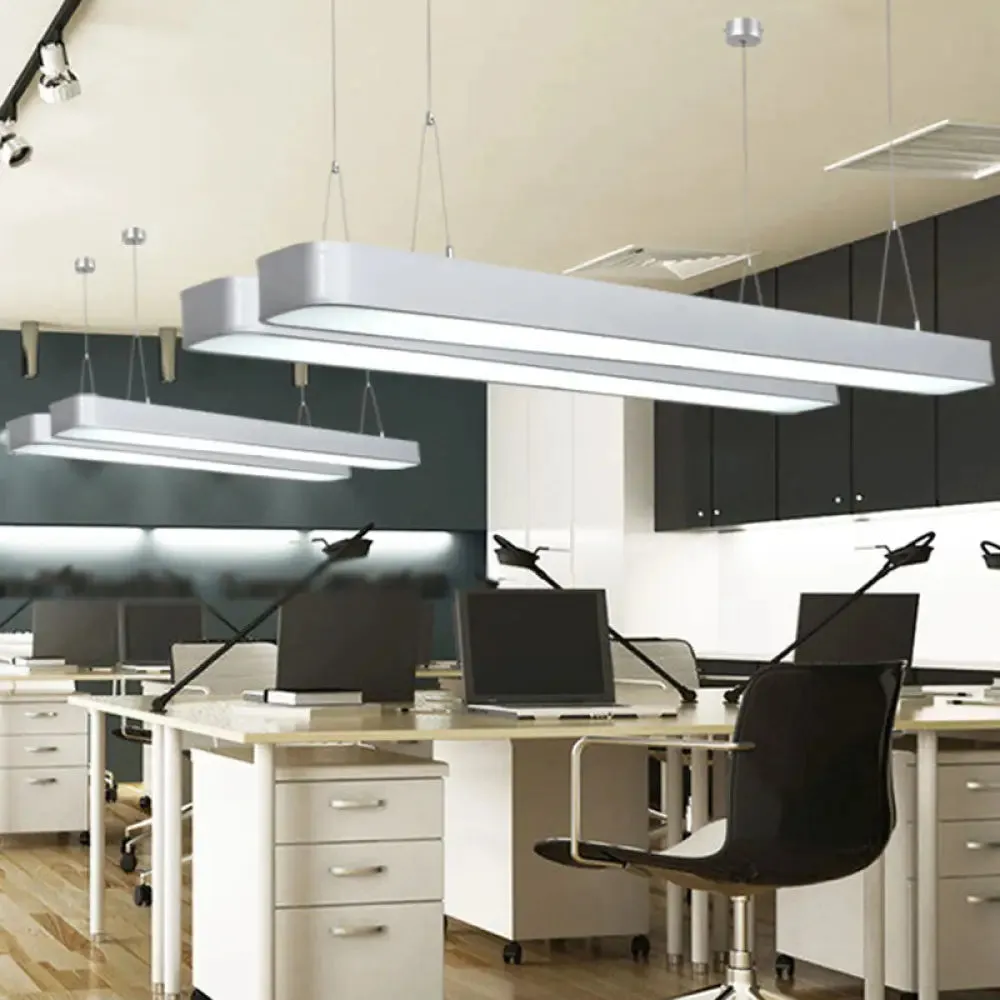 Modern Aluminum Elliptical Suspension Pendant with Integrated LED Ceiling Light - Ideal for Office