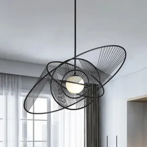 Modern Black Iron Hanging Lamp Kit for Living Room with 1 Light