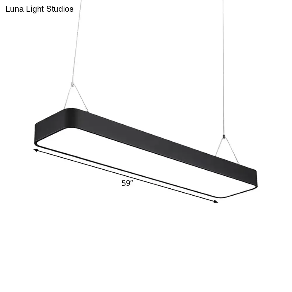 Modern Black Office LED Pendant Light with Acrylic Rectangle Shade, Adjustable Lengths - 23.5"/47"/71" L