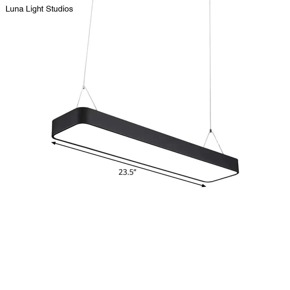 Modern Black Office LED Pendant Light with Acrylic Rectangle Shade, Adjustable Lengths - 23.5"/47"/71" L