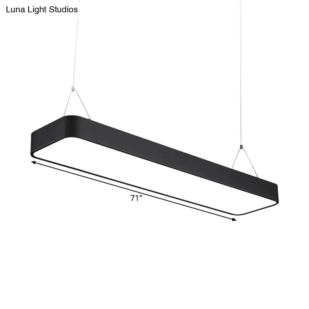 Modern Black Office LED Pendant Light with Acrylic Rectangle Shade, Adjustable Lengths - 23.5"/47"/71" L