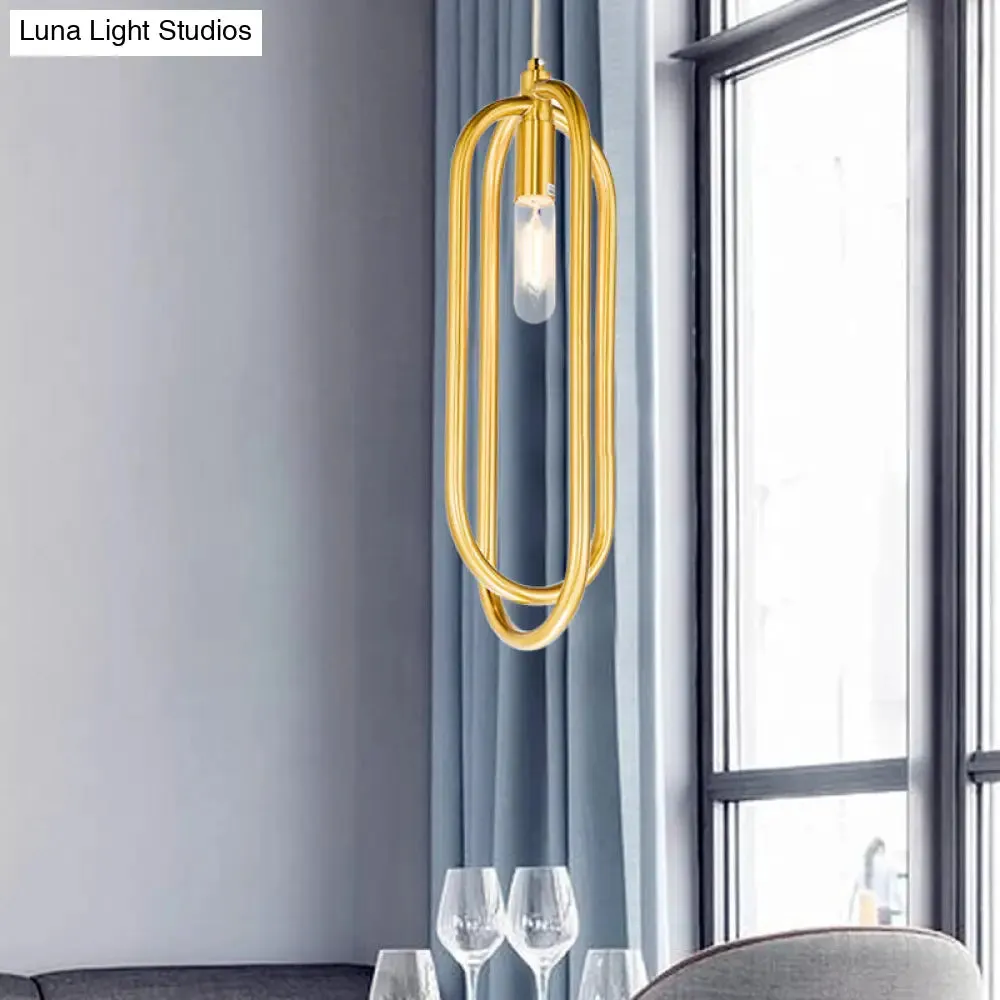 Modern Brass Oval Ring Down Lighting Pendant: 1-Light Metal Suspension for Living Room