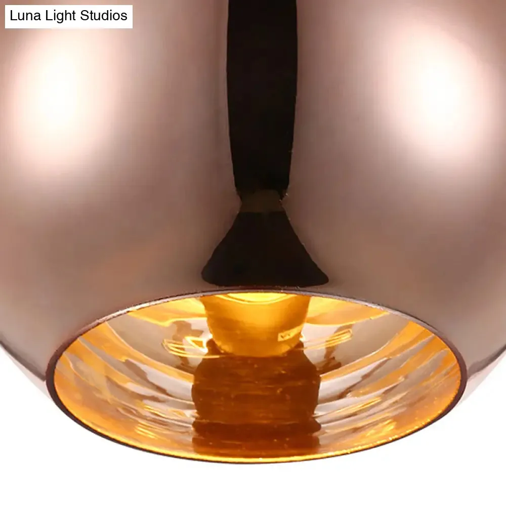 Modern Glass Sphere Pendant Lamp - 1 Light, Silver/Copper Finish, 6"/8"/10" Diameter