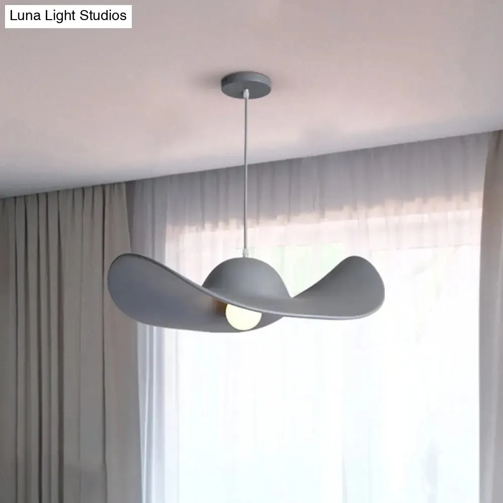 Modern Hat Shaped Pendant Light - Acrylic 1-Light Suspension Lamp for Bedroom in White/Grey