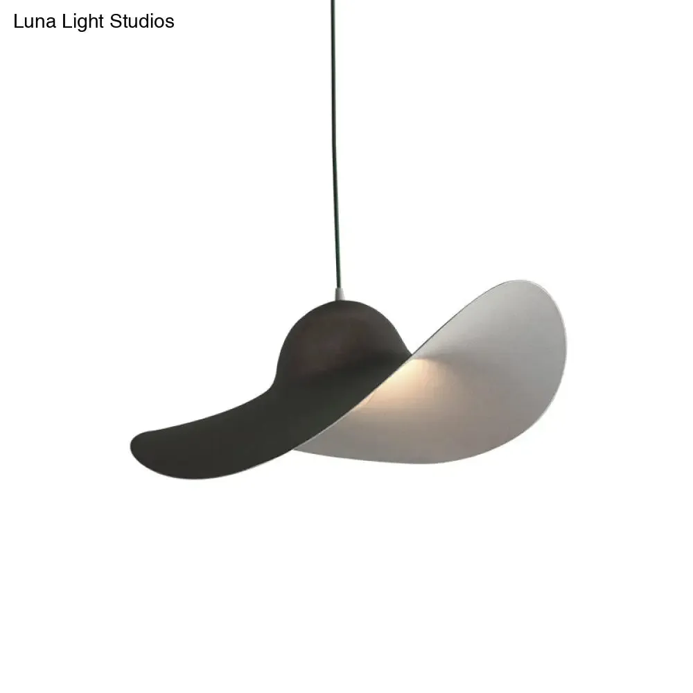 Modern Hat Shaped Pendant Light - Acrylic 1-Light Suspension Lamp for Bedroom in White/Grey