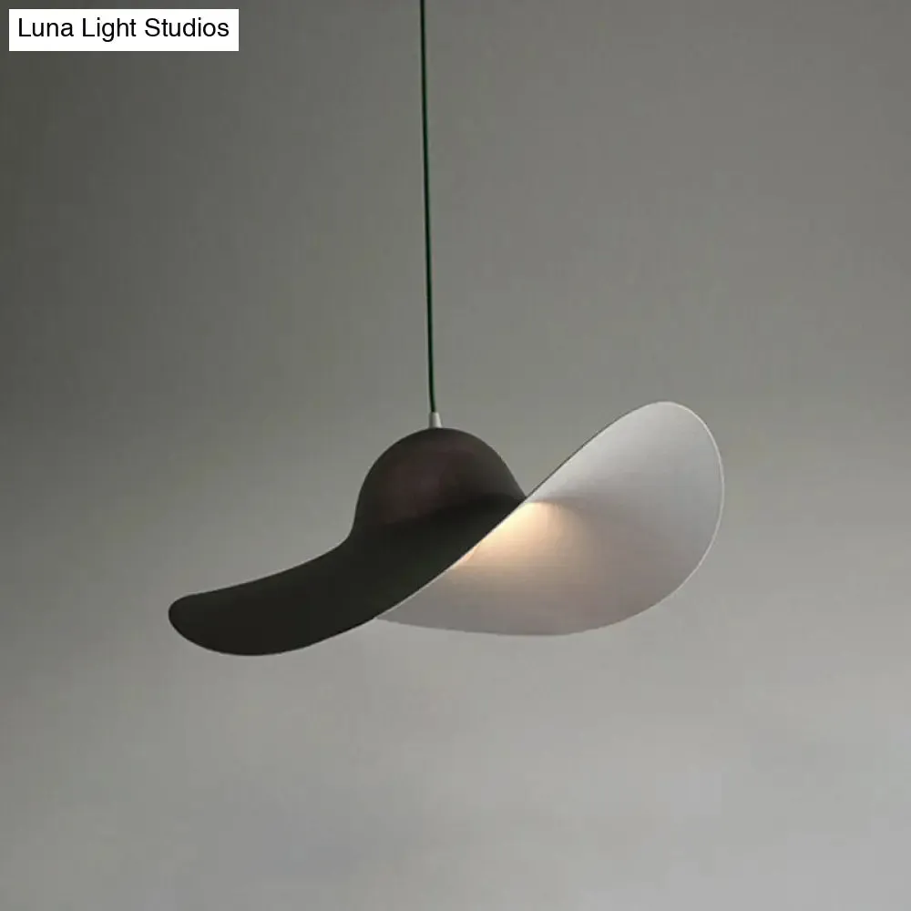 Modern Hat Shaped Pendant Light - Acrylic 1-Light Suspension Lamp for Bedroom in White/Grey