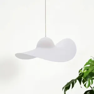 Modern Hat Shaped Pendant Light - Acrylic 1-Light Suspension Lamp for Bedroom in White/Grey