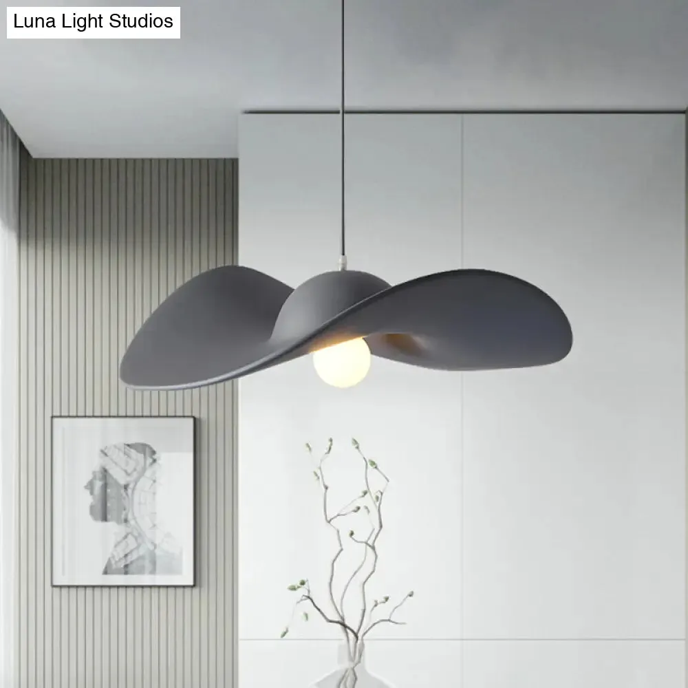 Modern Hat Shaped Pendant Light - Acrylic 1-Light Suspension Lamp for Bedroom in White/Grey