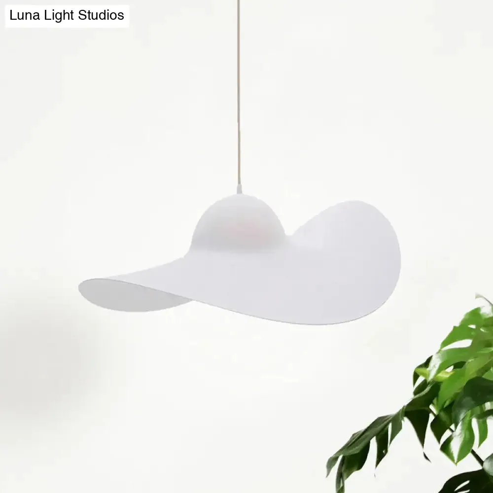 Modern Hat Shaped Pendant Light - Acrylic 1-Light Suspension Lamp for Bedroom in White/Grey