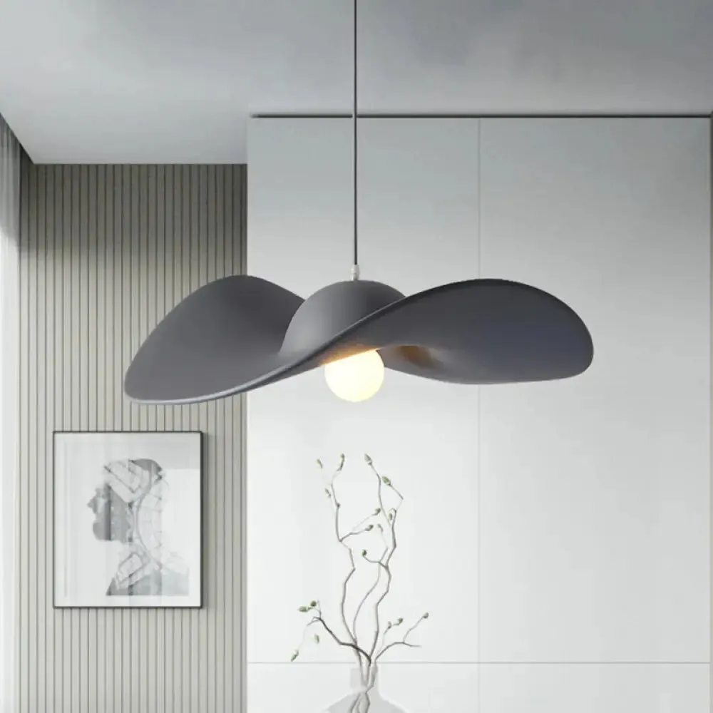 Modern Hat Shaped Pendant Light - Acrylic 1-Light Suspension Lamp for Bedroom in White/Grey