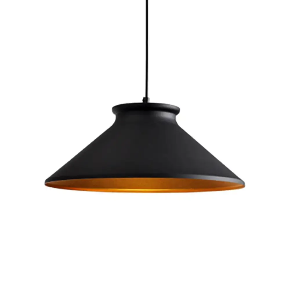 Modern Metal Ceiling Pendant Light for Dining Room - Black/White Tapered Hanging Design