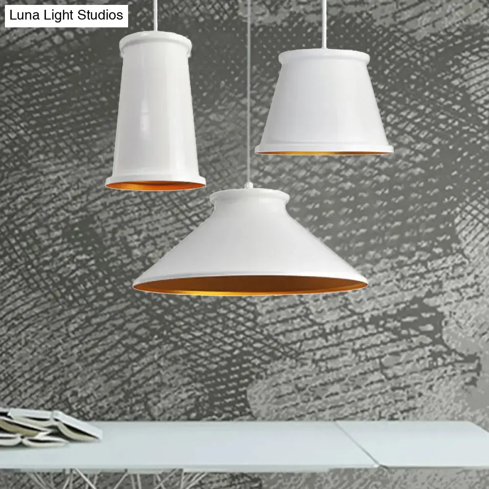 Modern Metal Ceiling Pendant Light for Dining Room - Black/White Tapered Hanging Design