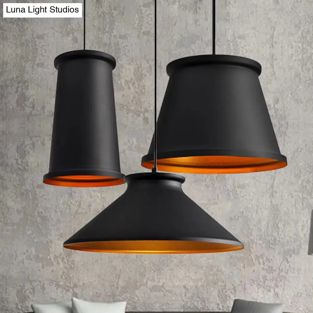 Modern Metal Ceiling Pendant Light for Dining Room - Black/White Tapered Hanging Design