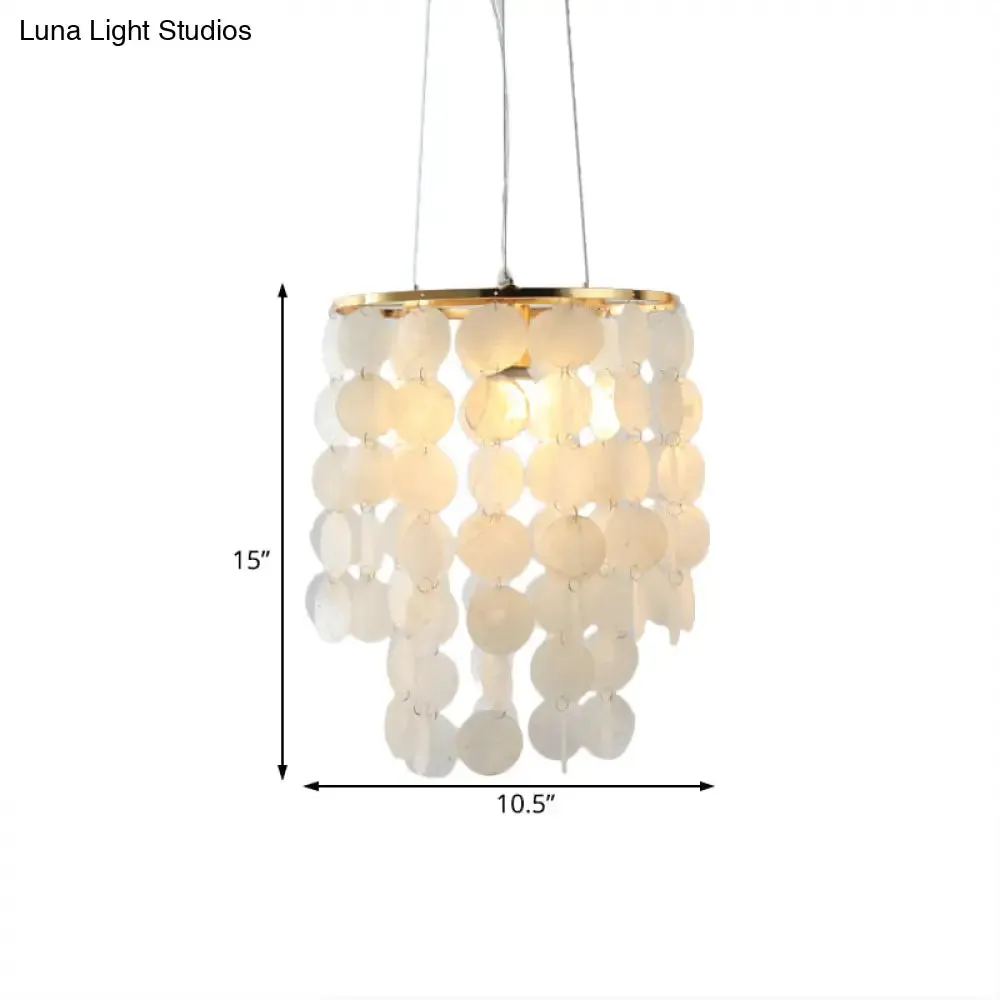 Modern Shell LED Pendant Ceiling Light for Bedroom - White Wind Chime Hanging Lighting