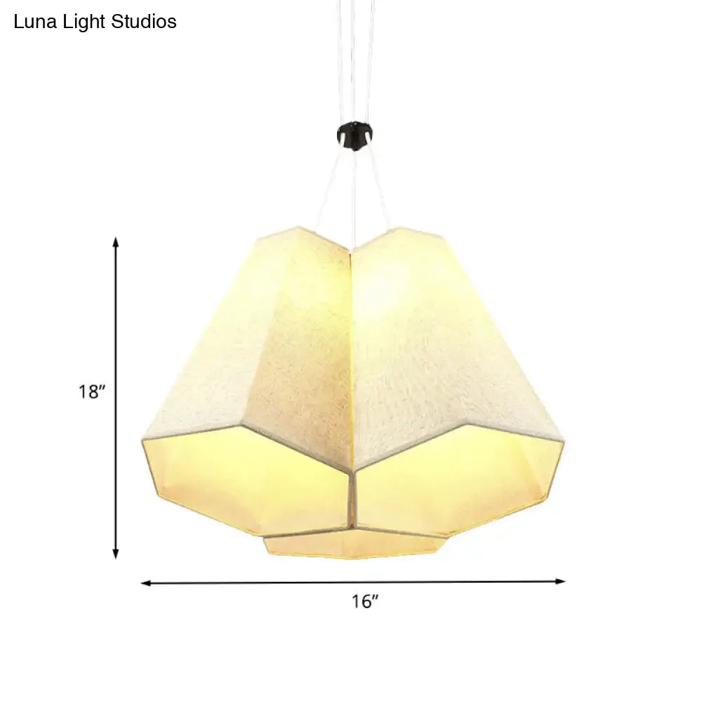 Modern White Hexagon Drop Pendant Ceiling Light with 3 Fabric Multi Bulbs