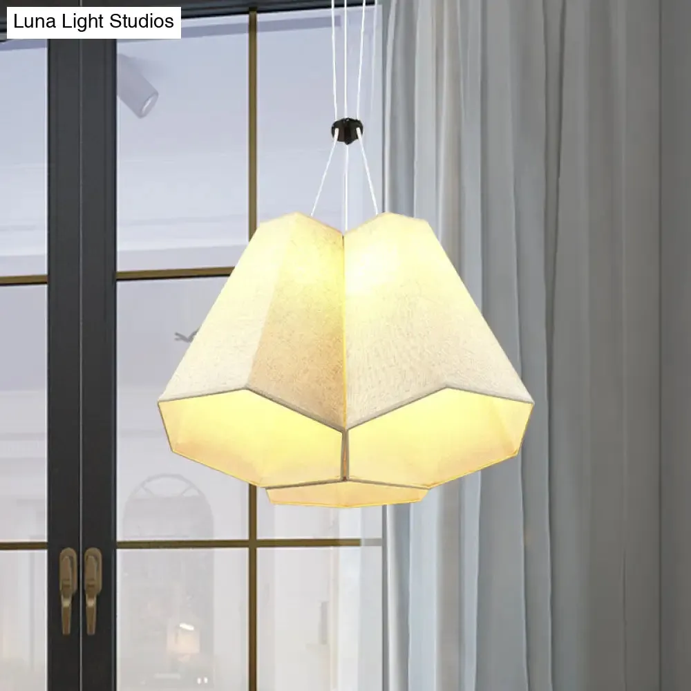 Modern White Hexagon Drop Pendant Ceiling Light with 3 Fabric Multi Bulbs