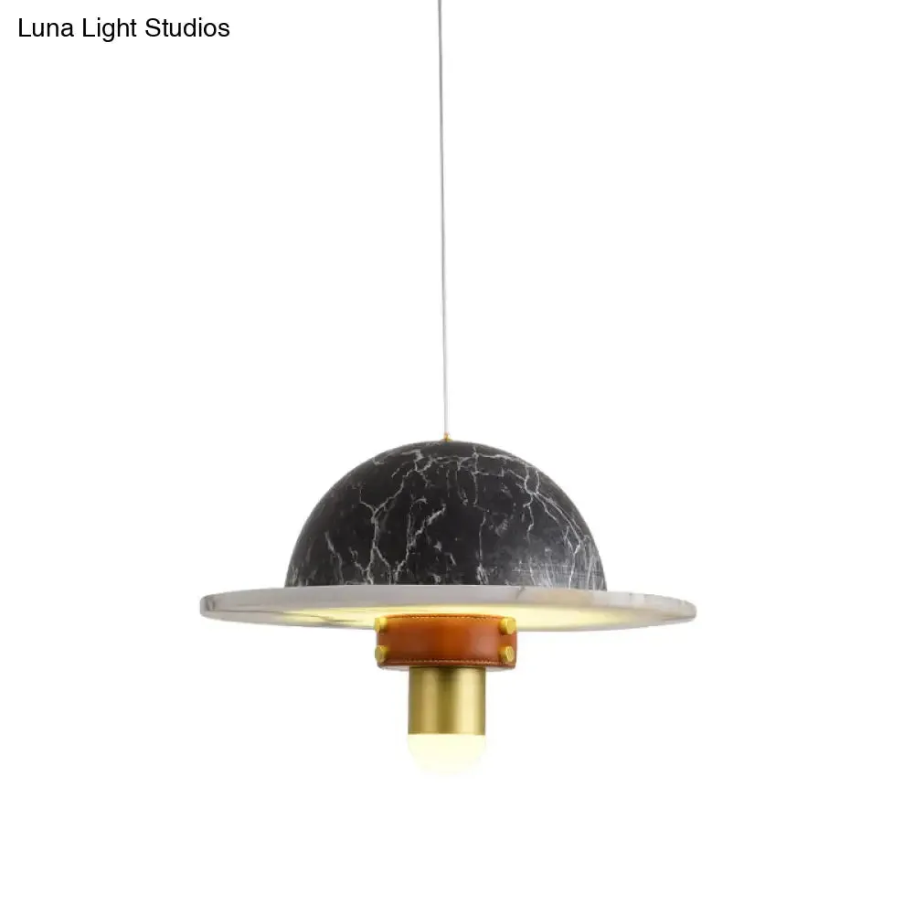 Modernist LED Marble Airship Pendant Ceiling Light - Black, Ideal for Bedrooms