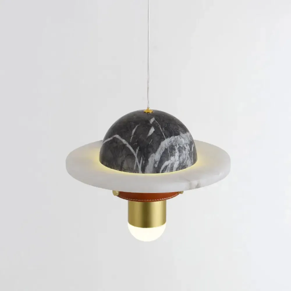 Modernist LED Marble Airship Pendant Ceiling Light - Black, Ideal for Bedrooms