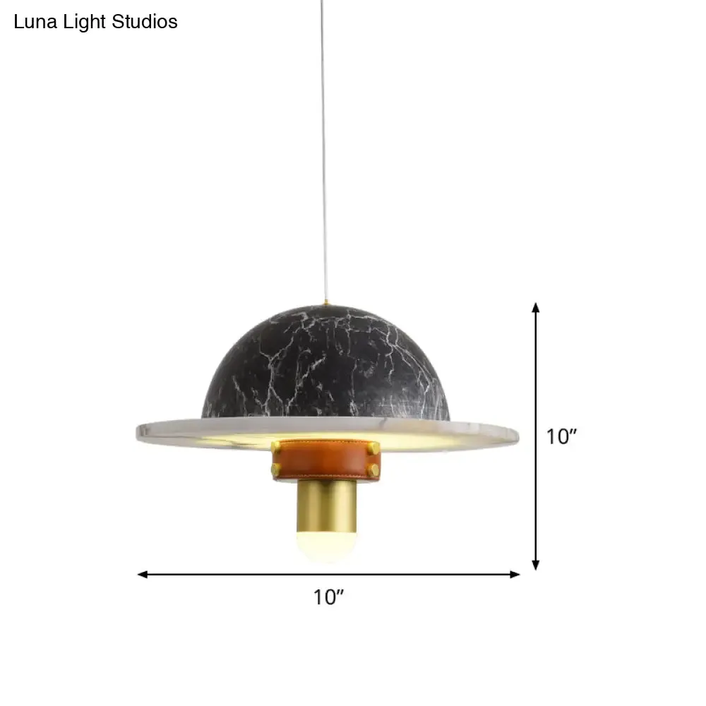 Modernist LED Marble Airship Pendant Ceiling Light - Black, Ideal for Bedrooms