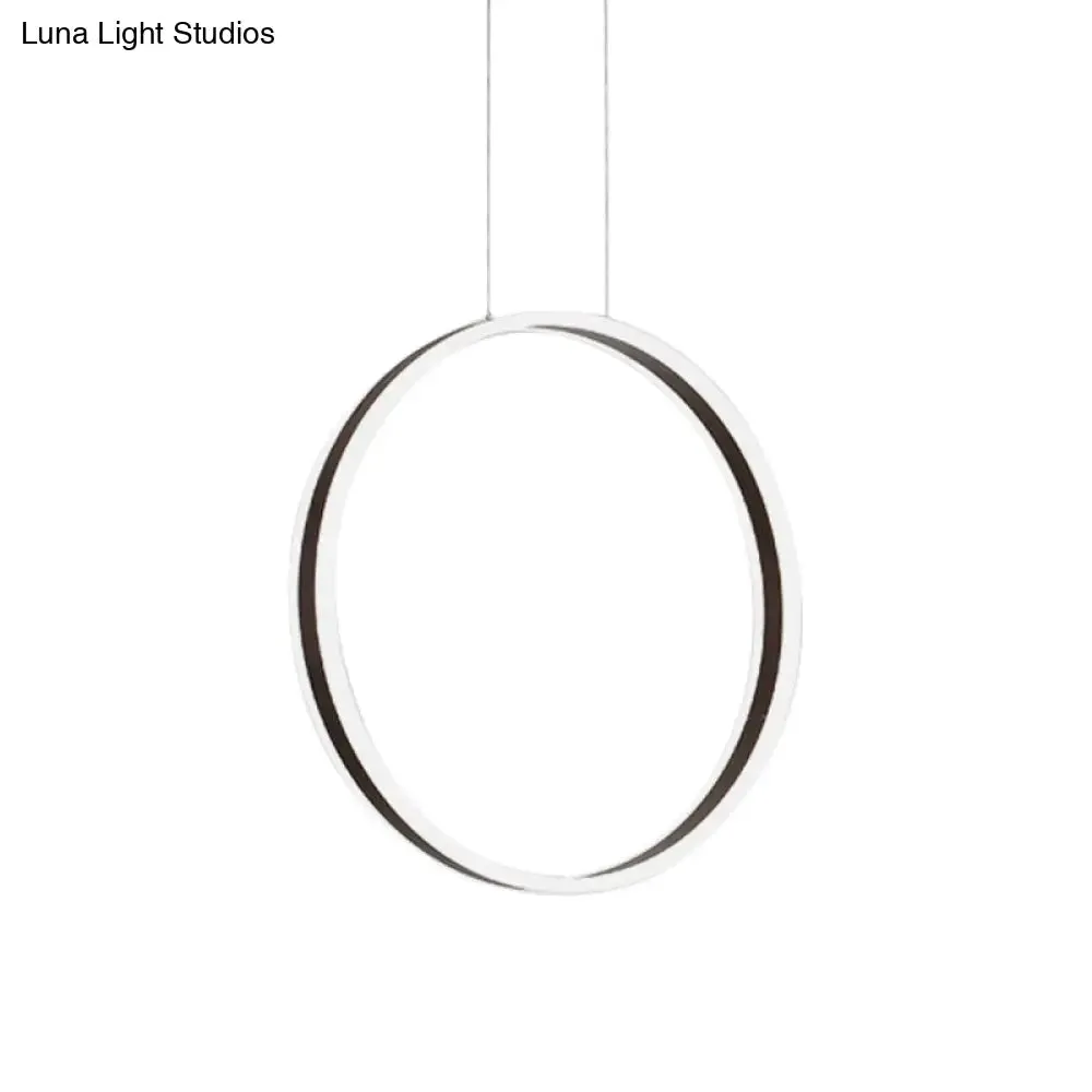 Modernist Ring Hanging Light Kit - Acrylic Dining Room LED Pendant Lamp in Coffee, 16"/23.5" Dia