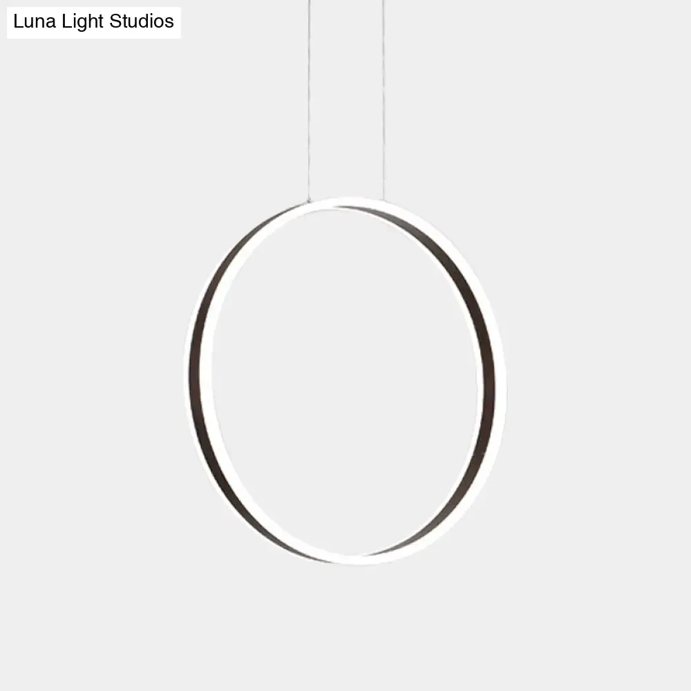 Modernist Ring Hanging Light Kit - Acrylic Dining Room LED Pendant Lamp in Coffee, 16"/23.5" Dia