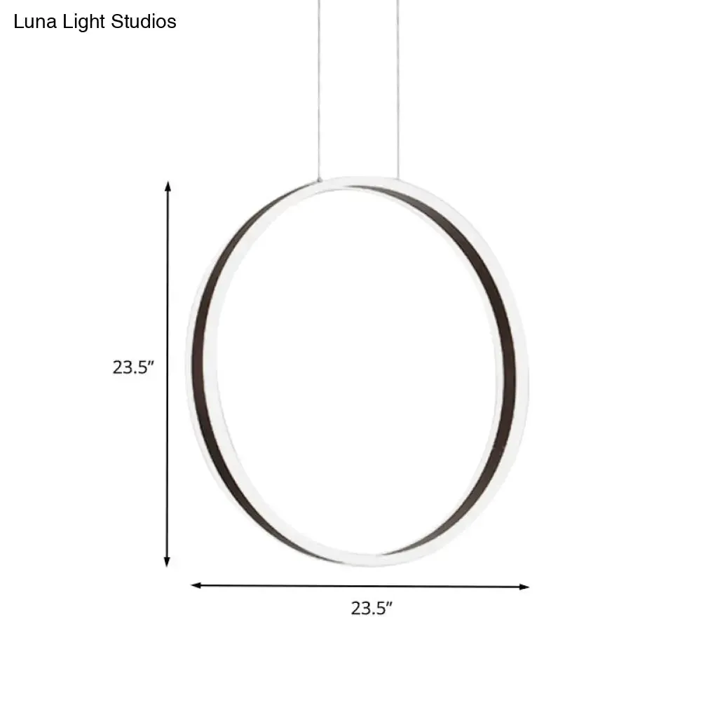 Modernist Ring Hanging Light Kit - Acrylic Dining Room LED Pendant Lamp in Coffee, 16"/23.5" Dia