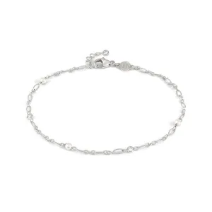 Nomination Anklets, Pearl Stone, White Cubic Zirconia, Silver