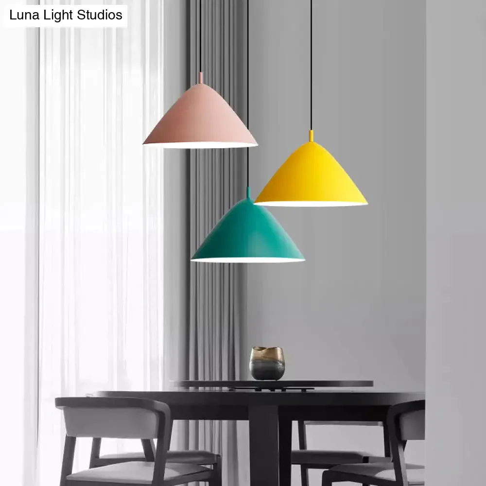 Nordic Candy Colored Pendant Pyramid Shade - 10.5/13/16 Inch - Aluminum Hanging Light for Cafe