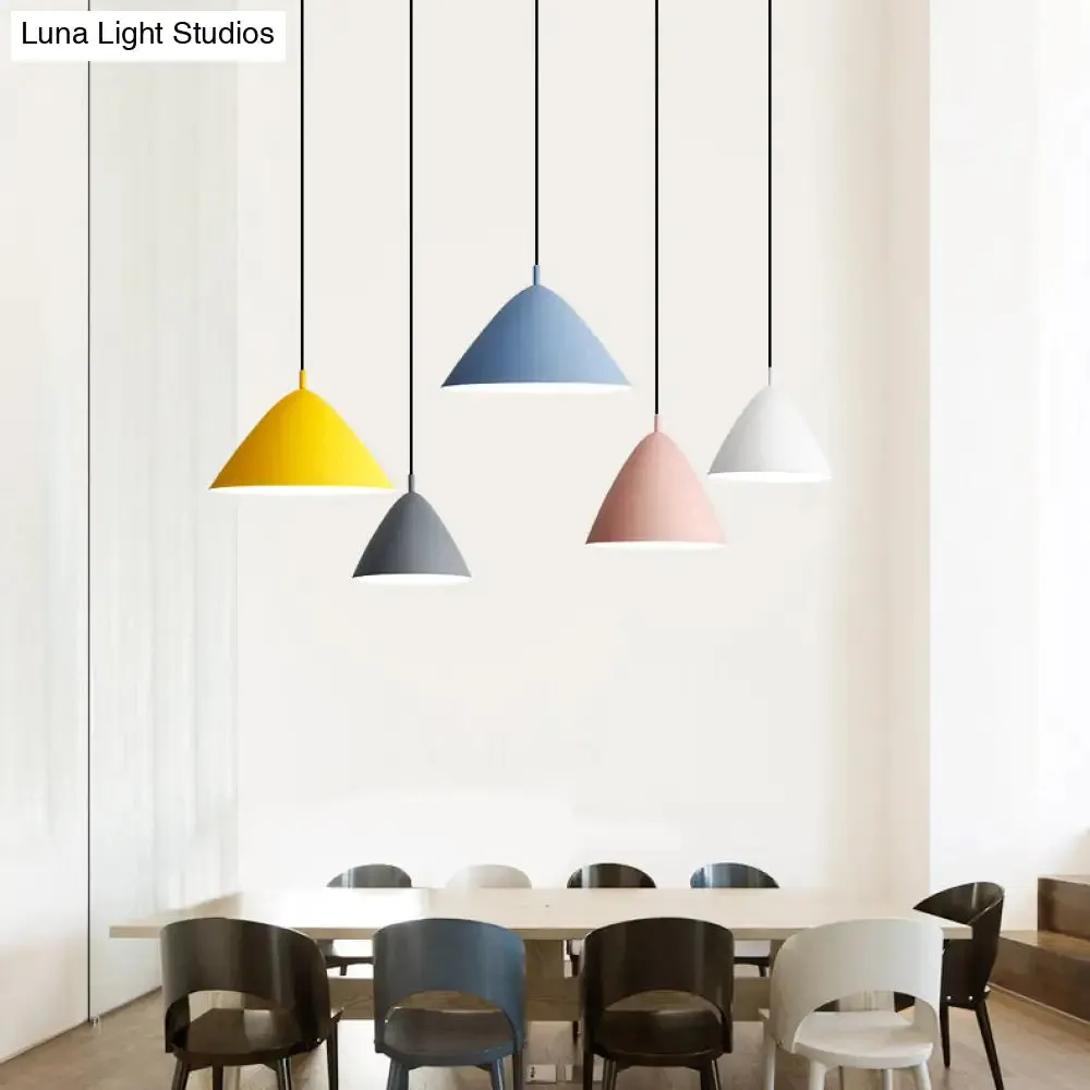 Nordic Candy Colored Pendant Pyramid Shade - 10.5/13/16 Inch - Aluminum Hanging Light for Cafe