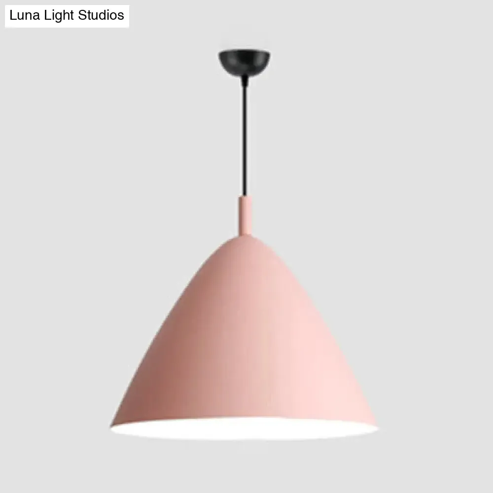 Nordic Candy Colored Pendant Pyramid Shade - 10.5/13/16 Inch - Aluminum Hanging Light for Cafe