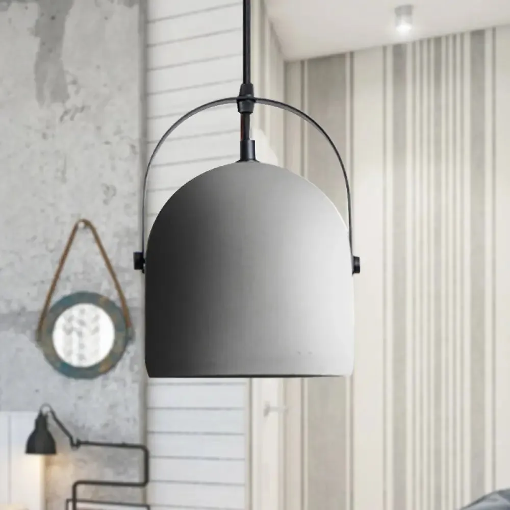 Nordic Cement Dome Pendant Light - 1 Light, Black/Gray/White