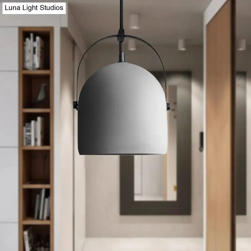 Nordic Cement Dome Pendant Light - 1 Light, Black/Gray/White